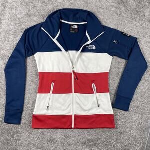 North Face Jacket Womens Small Fleece USA Olympics RU 14 Stripe Full Zip